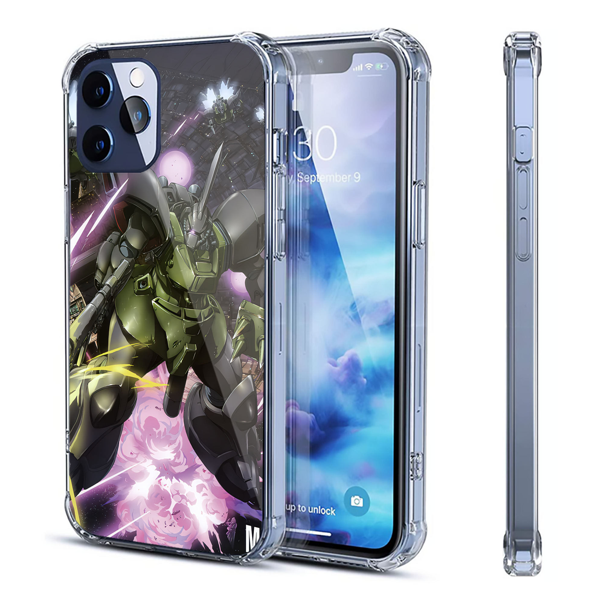 （画像用） 機動戦士ガンダム Mobile Suit Gundam 【iPhone 12シリーズ対応】透明スマホケース（クリアソフトケース）